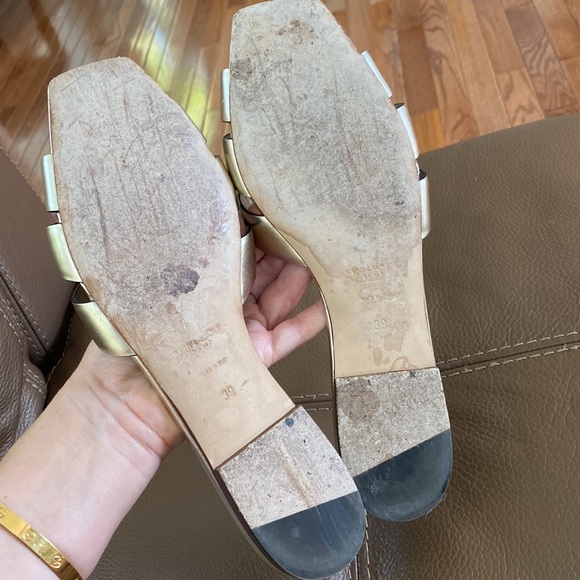 YSL tribute leather slides in Gold, size 39 - Picture 11 of 15